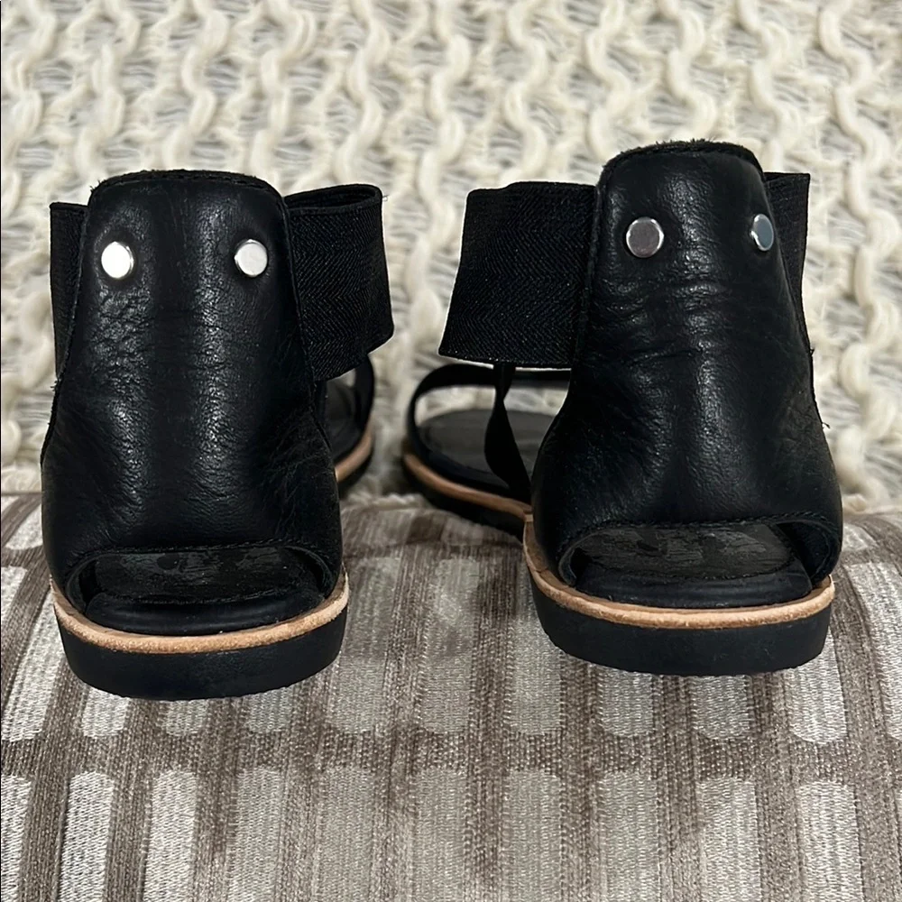 Sorel Black Sporty Ella III Ankle Strap Flat Sandals with Cushioned Footbed - Picture 7 of 10